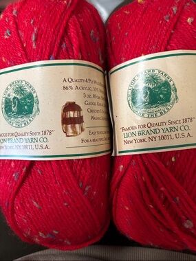 Lion Brand Red Sprinkle Yarn